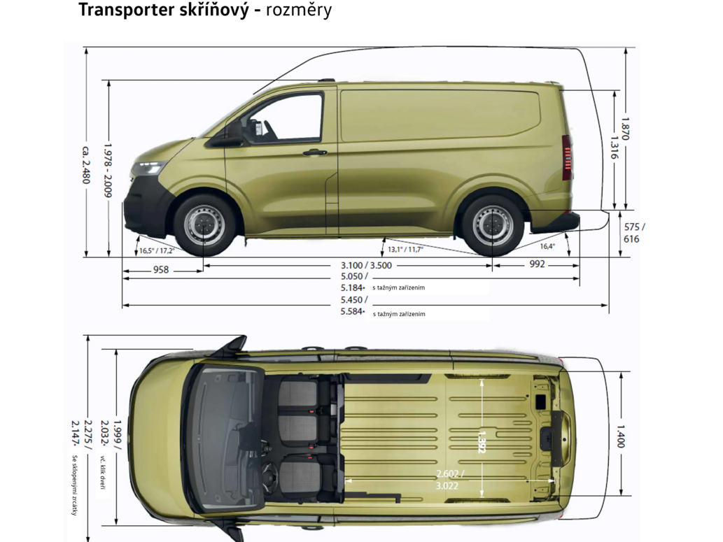 Volkswagen užitkové Transporter - skříňový vůz, skříň KR